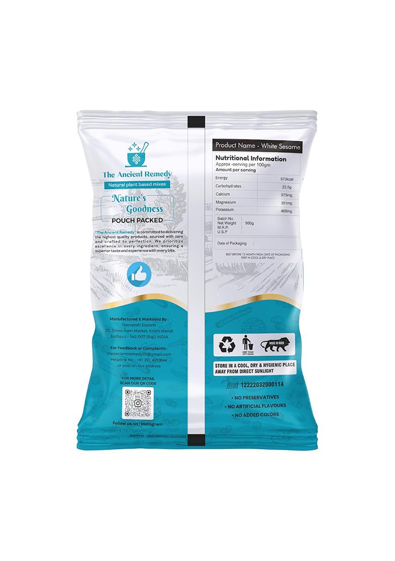 The Ancient Remedy Raw White Sesame Seeds 980G | Clean And Natural Til Safed For Eating Versatile Ingridient Everyday Essentials Indian Spices