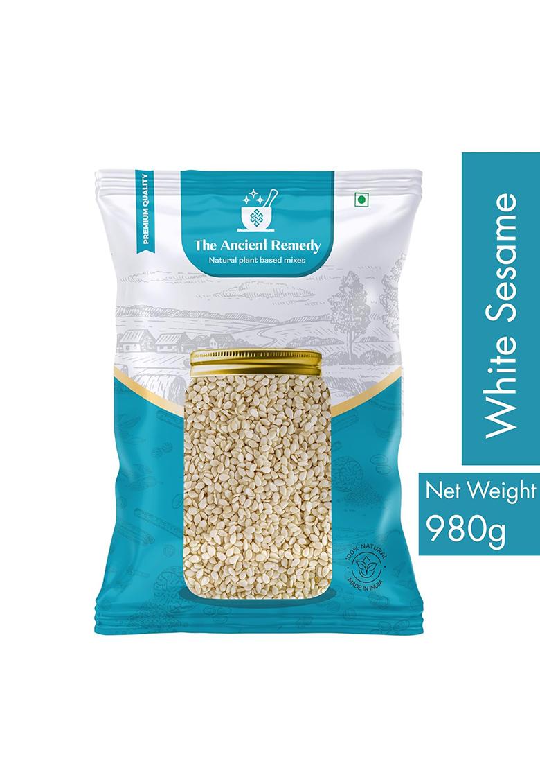 The Ancient Remedy Raw White Sesame Seeds 980G | Clean And Natural Til Safed For Eating Versatile Ingridient Everyday Essentials Indian Spices