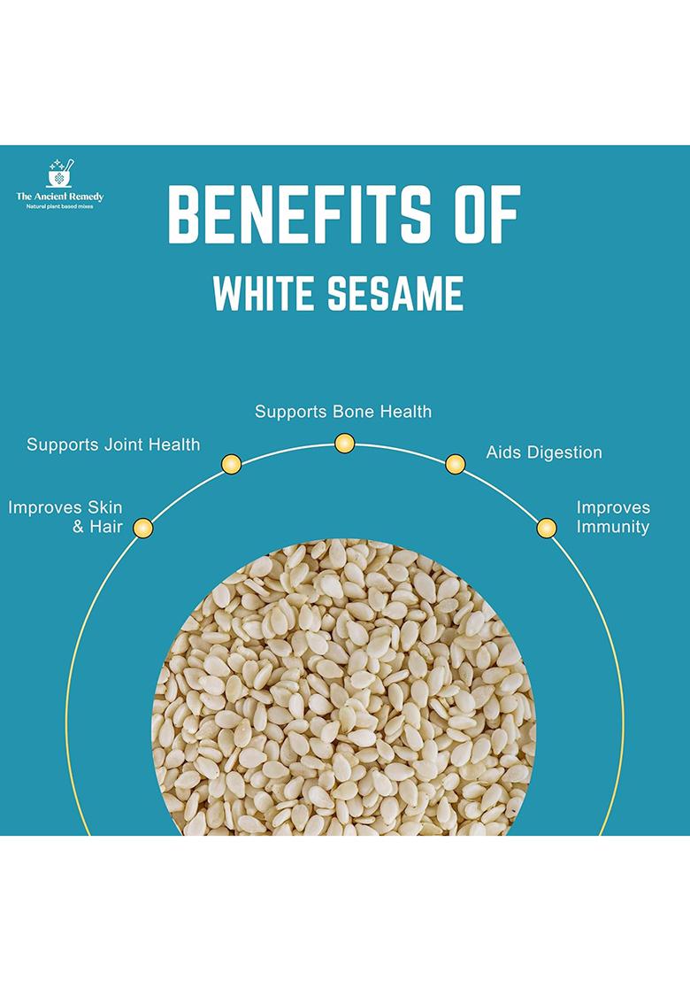 The Ancient Remedy Raw White Sesame Seeds 980G | Clean And Natural Til Safed For Eating Versatile Ingridient Everyday Essentials Indian Spices