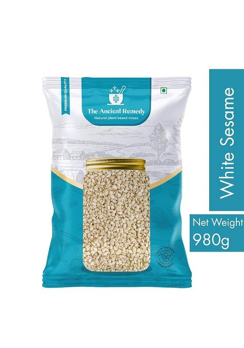 The Ancient Remedy Raw White Sesame Seeds 980G | Clean And Natural Til Safed For Eating Versatile Ingridient Everyday Essentials Indian Spices