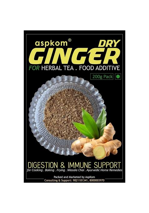 Aspkom Dry Ginger Flakes 200G | Make Fresh Paste, Sonth Powder At Home Raw Dried Adrak For Chai, Cooking Gingerol Rich Digestive Support, Immunity Boost