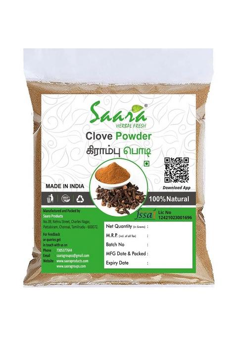 Saara Herbal Fresh Organic Cloves Powder 25G | Laung Lavang Lavangalu Lavangam Grambu Krambu