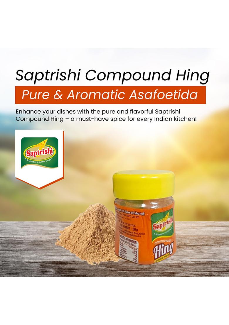 Saptrishi Hing Powder Premium Asafoetida For Indian Cooking | 20 Gm Strong Aroma & Taste Natural Digestive Spice