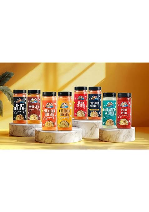 Time Out Popcorn Spicy Cheese And Peri Seasoning, Multi-Purpose Powder, Snacks Flavoring,Pack Of 2, 100G Each
