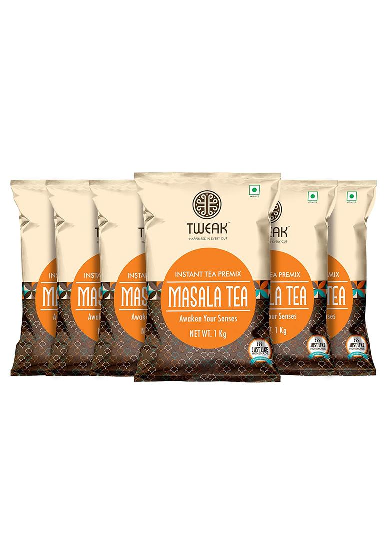 Tweak Instant Masala Tea Premix 1Kg X 6 Packs | Premium Chai Powder Super Saver Combo Makes Approx 62 Cups Of 100Ml From 1 Kg