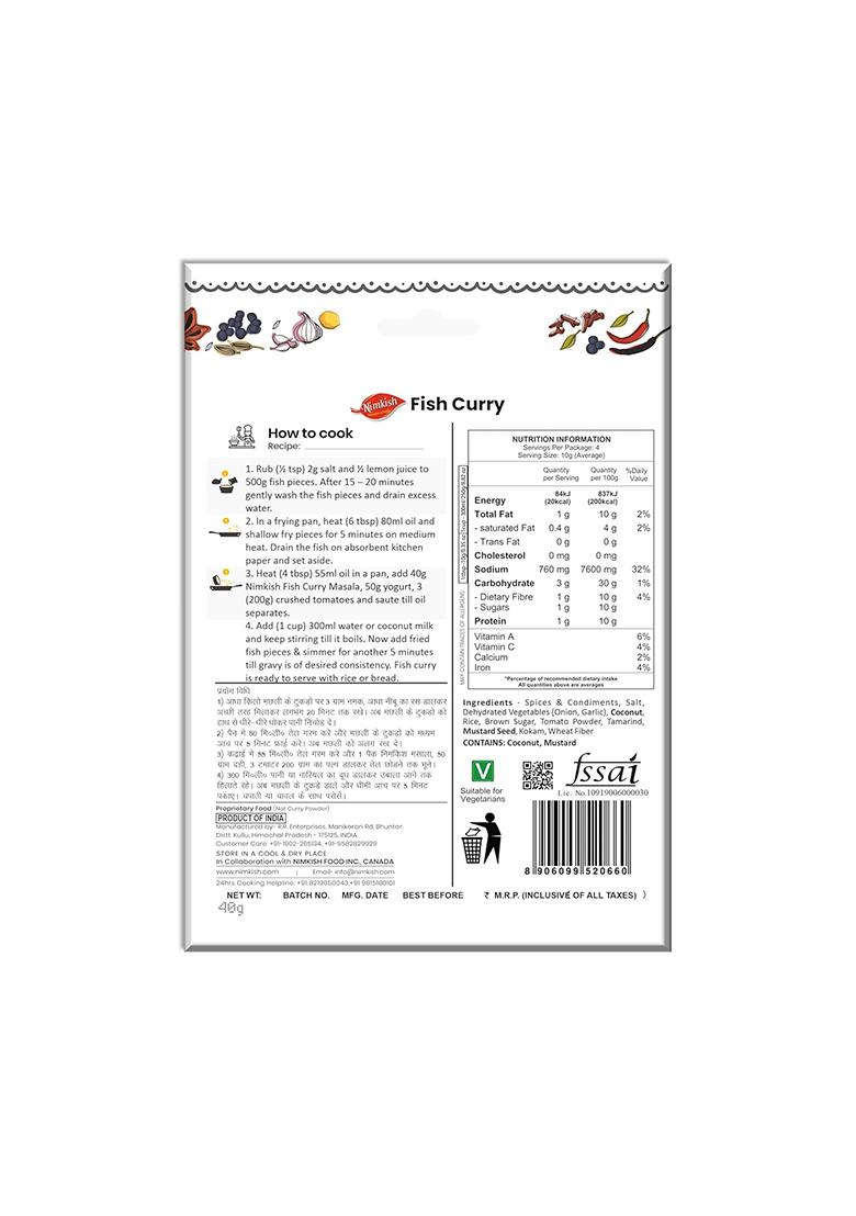 Nimkish Fish Curry Masala 40G, Ready To Cook Spice Mix, Machhli Gravy Masala, Instant Premix