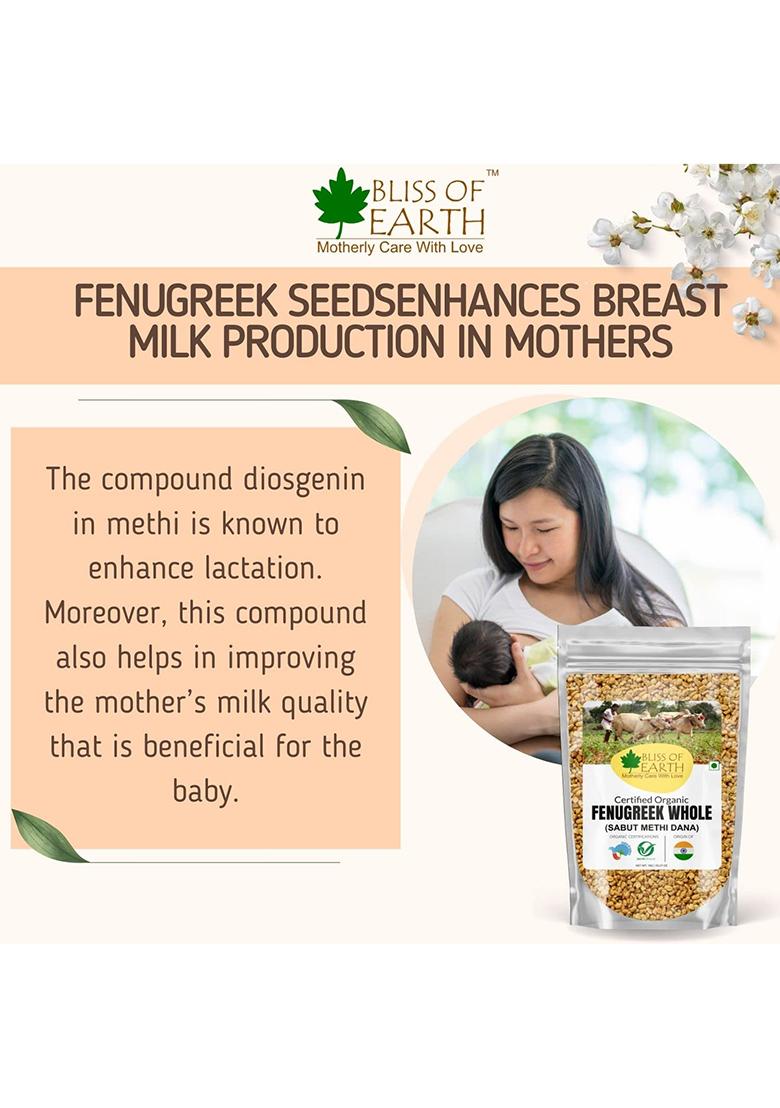Bliss Of Earth Organic Whole Fenugreek Seeds, Sabut Methi 1Kg
