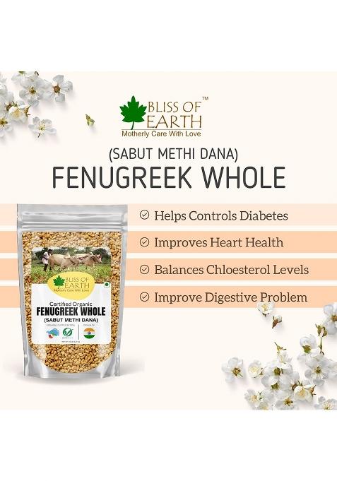 Bliss Of Earth Organic Whole Fenugreek Seeds, Sabut Methi 1Kg