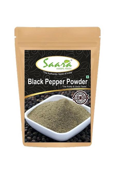 Saara Herbal Fresh Black Pepper Powder 100G, Milagu Podi, Powder, Kali Miri Mirchi, Sun-Dried, Zero Added Colours, Fillers, Additives Preservatives, High Volatile Oil Content, Natural, 100 Gms Pack Of 1 Brown Zipper Packaging