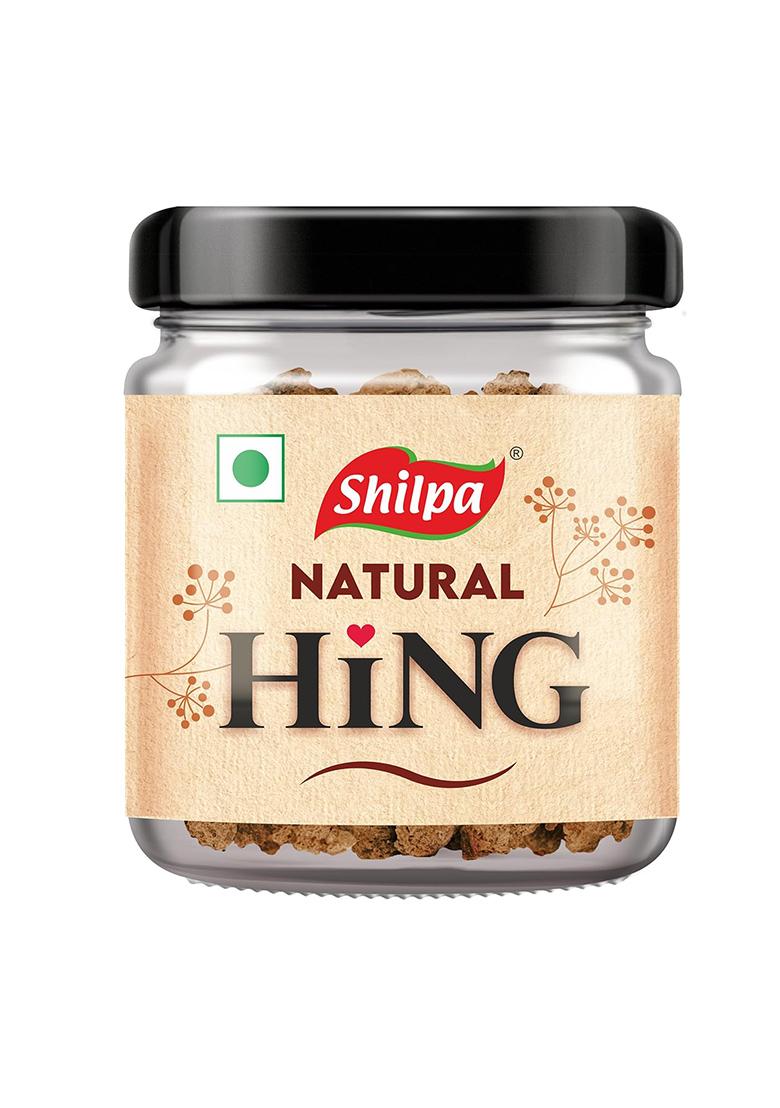 Shilpa Natural Hing Spice | Pure Raw Asafoetida Glass Jar 100% Natural, No Mixing, Non-Gmo Strong Aromatic Seasoning For Cooking (50Gram)