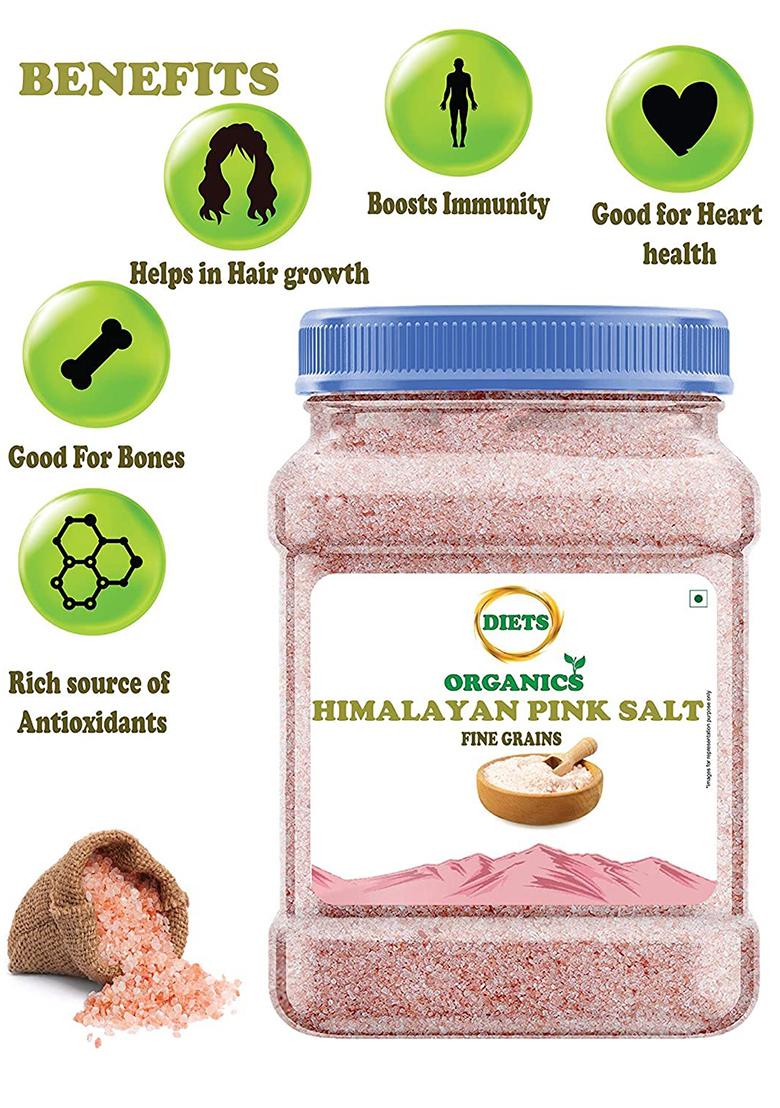 Diets Organics Himalayan Pink Salt,Fine Grains Salt,Mineral Salt For Regular Cooking-1Kg