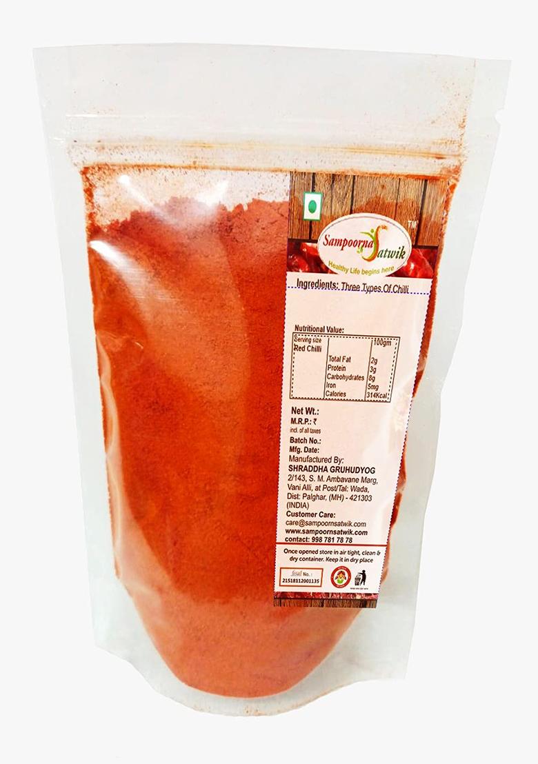 Sampoorna Satwik Pure Red Chilli (Lal Mirch) Powder, 100% Natural, Homemade,200Gm
