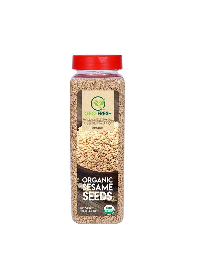 Geo-Fresh Organic Sesame Seed, 250G (Pack Of 2) | Clean & White Till|For Weight Management, High In Nutrient, Dietary Fibre, Superfoods| No Artifical Colour Preservatives| 100% Organic, Non-Gmo, Usda Certified, Jaivik Bharat Certified