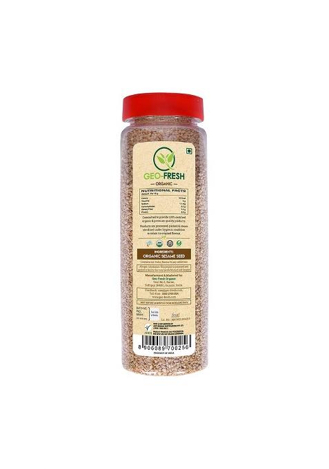 Geo-Fresh Organic Sesame Seed, 250G (Pack Of 2) | Clean & White Till|For Weight Management, High In Nutrient, Dietary Fibre, Superfoods| No Artifical Colour Preservatives| 100% Organic, Non-Gmo, Usda Certified, Jaivik Bharat Certified