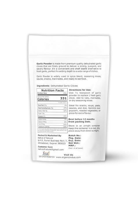 Organic Indus Dehydrated Garlic Powder| 100% Pure Lehsun Powder | Ready To Use Farm Fresh Zero Added Colours, Fillers, Additives & Preservatives 1Kg (Pack Of 1)