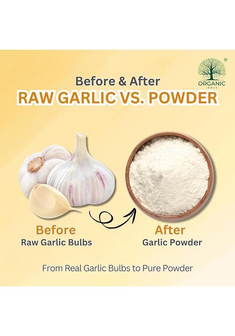 Organic Indus Dehydrated Garlic Powder| 100% Pure Lehsun Powder | Ready To Use Farm Fresh Zero Added Colours, Fillers, Additives & Preservatives 1Kg (Pack Of 1)