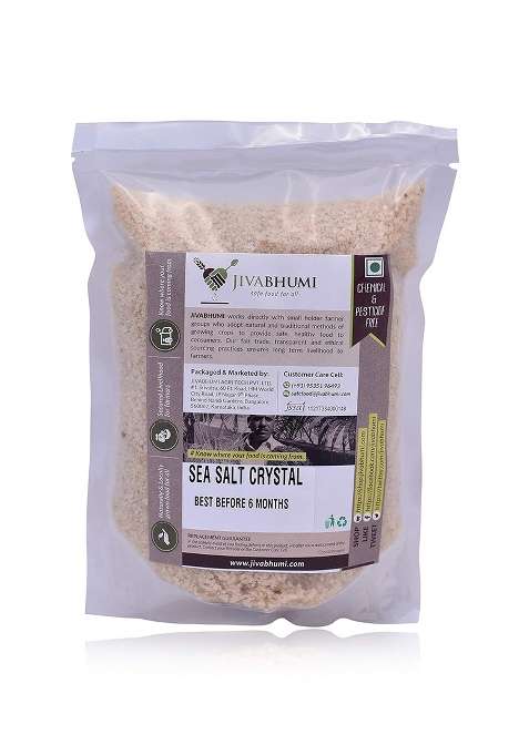 Jivabhumi Organic Sea Salt Crystals 1Kg | Pure, Natural & Mineral-Rich Unrefined Himalayan-Style For Cooking, Health Gourmet Use Non-Gmo