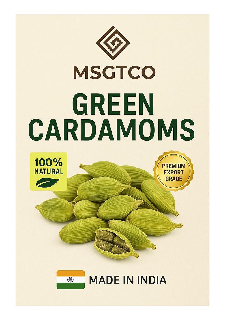 M S General Trading Company Fresh Kerala Green Cardamom Pods, 100% Natural, Export Grade, Handpicked From Kerala, For Biriyani, Tea, Sweets, Ayurveda Organic, Idukki Bold Pods -50G Msgtco Elakka Elakkai