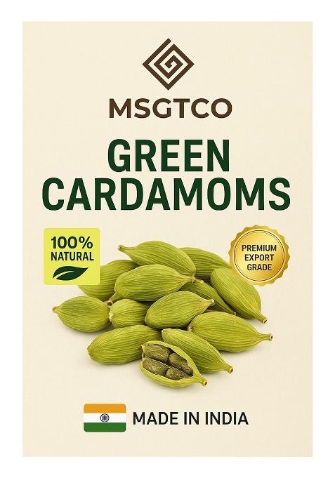 M S General Trading Company Fresh Kerala Green Cardamom Pods, 100% Natural, Export Grade, Handpicked From Kerala, For Biriyani, Tea, Sweets, Ayurveda Organic, Idukki Bold Pods -50G Msgtco Elakka Elakkai
