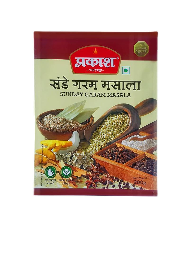 Prakash Blended Spices Sunday Garam Masala, 500 Gram | Ready To Use Masala Easy Cook Authentic Maharashtra Serves 4 No Preservatives, Colours Or Artificial Flavours