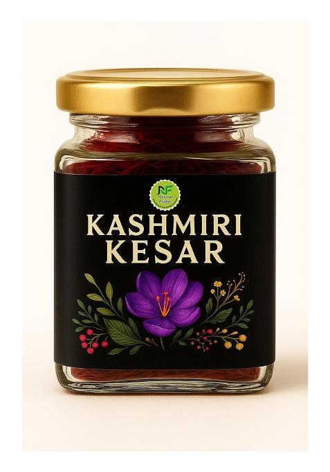 Natural Fridge Original Kashmiri Saffron/Kesar/Kumkuma Puvvu | Certified Highest Grade-A Keshar Saffron For Pregnant Women, Pooja Rituals & Food Aroma 1Gm