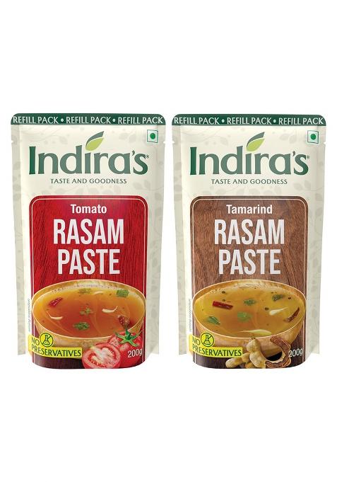Indira'S Instant Rasam Paste Combo Pack Of 2 - More Flavourful Than Powder, Just Add Hot Water Tasty Flavours Tomato (200G) & Tamarind