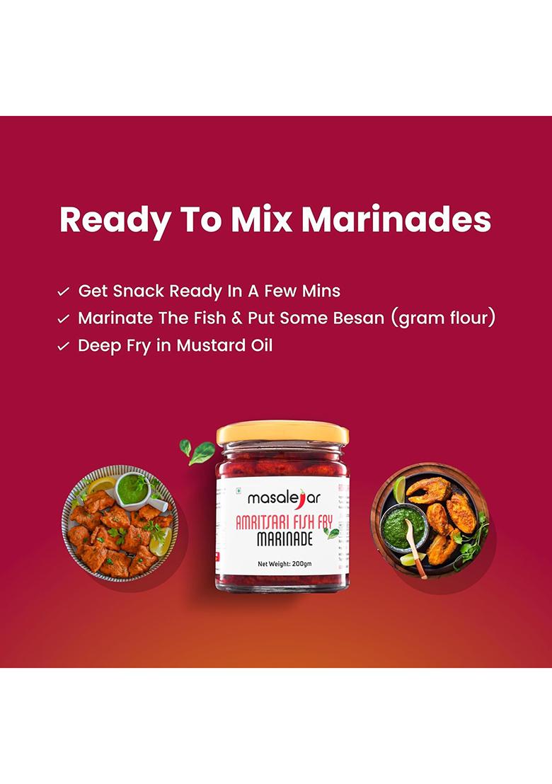 Masalejar Amritsari Fish Fry Marinade 200G, Ready To Cook Spice Mix For Masala, Curry Mutton, Tandoori Masala & Chicken Marinade, No Cholesterol, Trans Fat, Added Colours