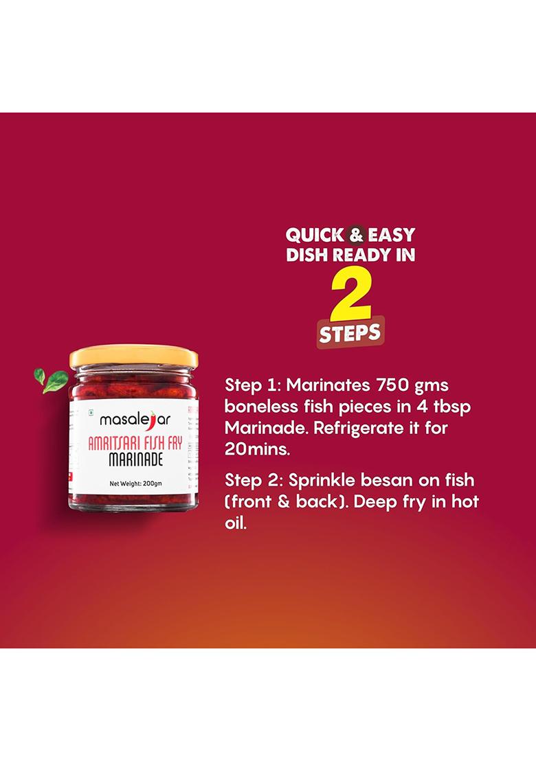 Masalejar Amritsari Fish Fry Marinade 200G, Ready To Cook Spice Mix For Masala, Curry Mutton, Tandoori Masala & Chicken Marinade, No Cholesterol, Trans Fat, Added Colours