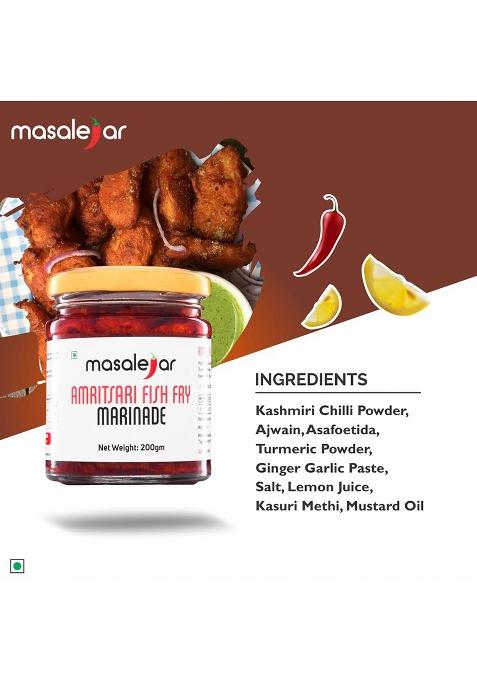 Masalejar Amritsari Fish Fry Marinade 200G, Ready To Cook Spice Mix For Masala, Curry Mutton, Tandoori Masala & Chicken Marinade, No Cholesterol, Trans Fat, Added Colours