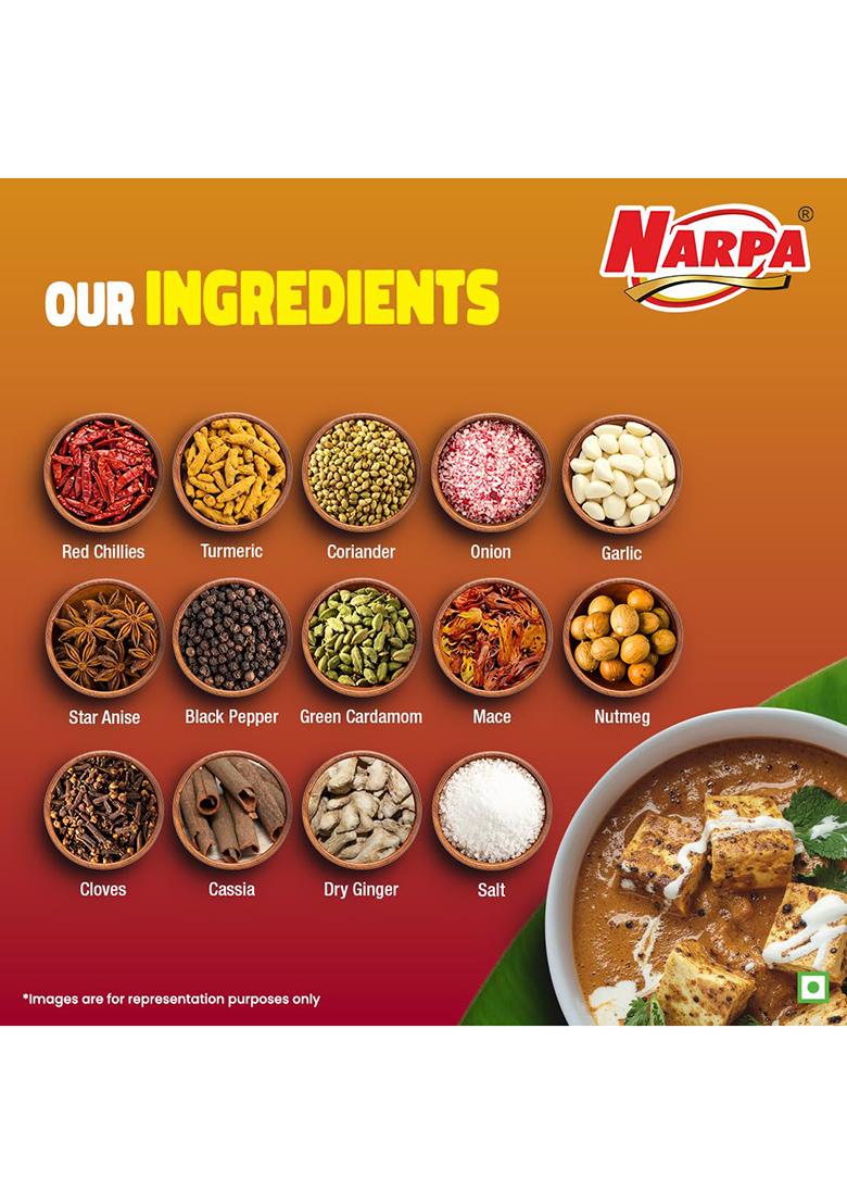 Narpa Shahi Paneer Masala 100G (1 Free! Worth 20 Randomly Picked From 26 Varieties) | Indian Spice Blend For Rich, Creamy Dishes Authentic Flavour Home & Restaurant Cooking