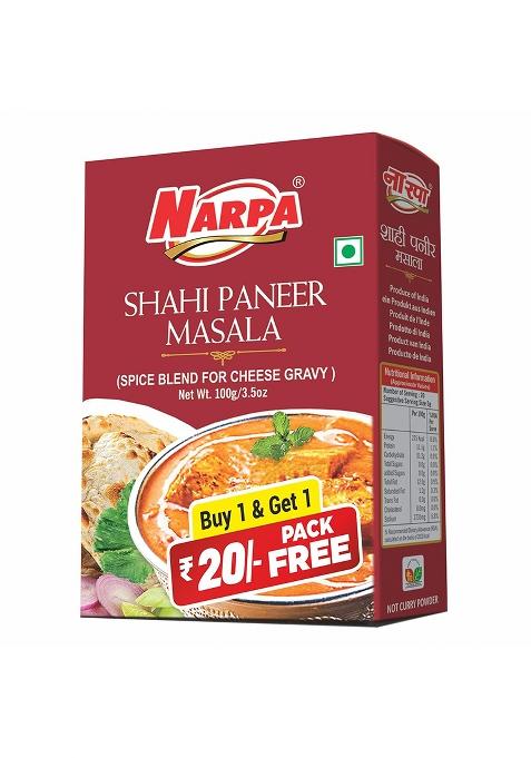 Narpa Shahi Paneer Masala 100G (1 Free! Worth 20 Randomly Picked From 26 Varieties) | Indian Spice Blend For Rich, Creamy Dishes Authentic Flavour Home & Restaurant Cooking