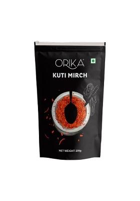 Orika Kuti Mirch (Crushed Red Chilli) | Coarsely Ground Authentic Chilli Flakes For Tadka, Pizza, Pasta, Indian & Global Cooking 200G Pouch (1)