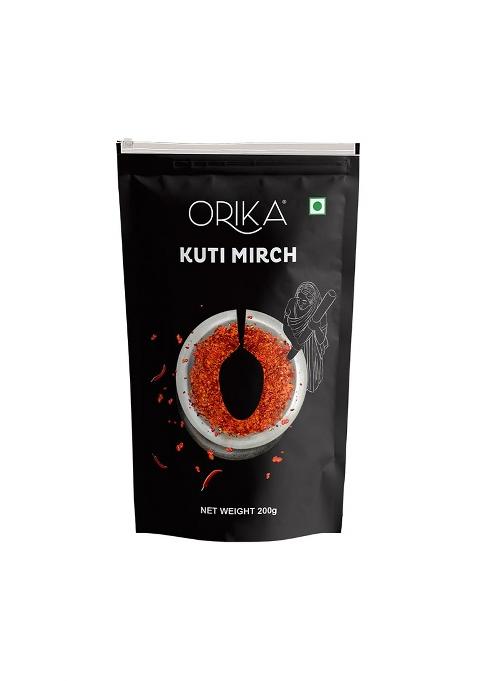 Orika Kuti Mirch (Crushed Red Chilli) | Coarsely Ground Authentic Chilli Flakes For Tadka, Pizza, Pasta, Indian & Global Cooking 200G Pouch (1)
