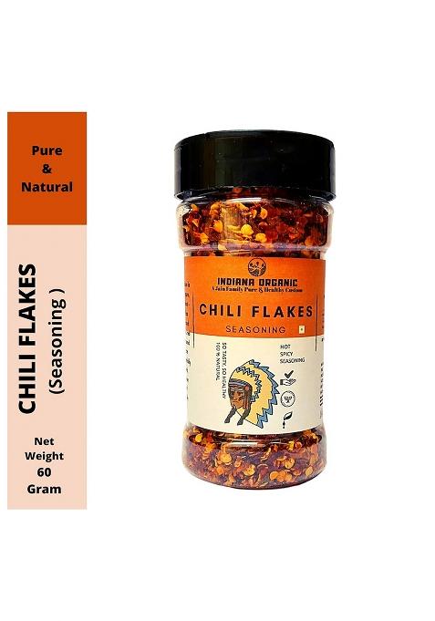 Indiana Organic Chili Flakes Guntur Chilli | Extra Hot & Spicy No Oil Added Preservatives Or Artificial Flavour Freshly Packed On Order - 70 Gram (Pack Of 2)