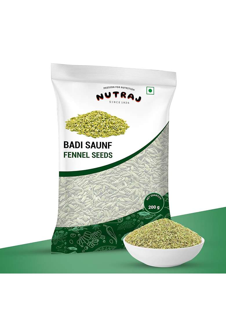 Nutraj Whole Fennel Seeds (Badi Saunf) 200Gm | Mouth Freshner Saunf 100% Pure And Natural Spices - Indya