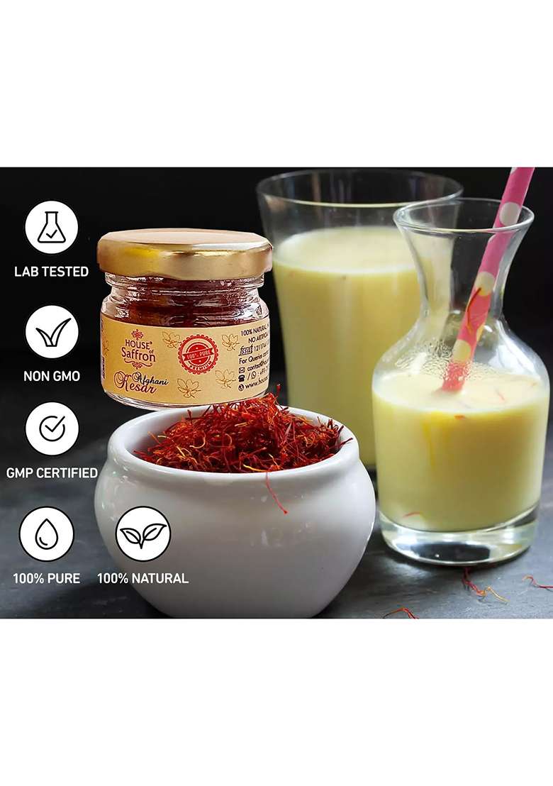 House Of Saffron Afghani Kesar Grade A1++ Natural Negin Iso Threads (2Grams - 2 Packs 1Gram Each) - Indya