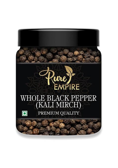 Pure Empire Black Peppercorn Whole (Kali Mirchi) | Gluten-Free, Naturally Processed, Farm-Picked, No Artificial Additives Aromatic & Bold Flavor For Cooking, Seasoning, Health - 100G