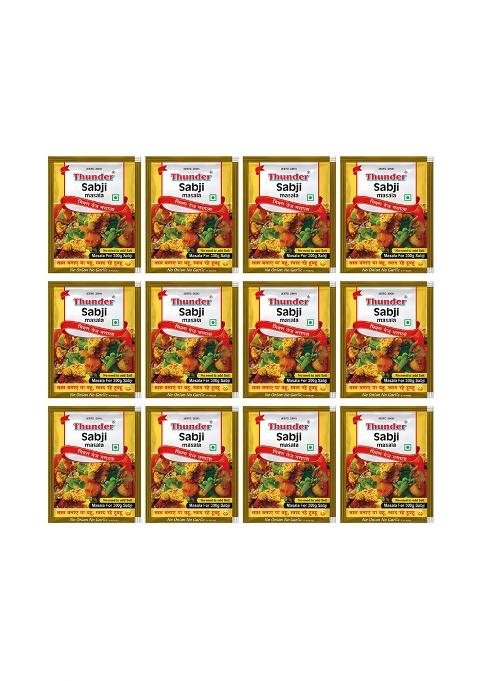 Thunder Sabji Masala 12G | Best For Vegetables Dishes, Complete Recipe Bhindi, Gobhi, Mix Veg, Beans, Tinda, Parwal, Baingan, Shimla Mirch No Extra Spices Needed, 12 Sachets