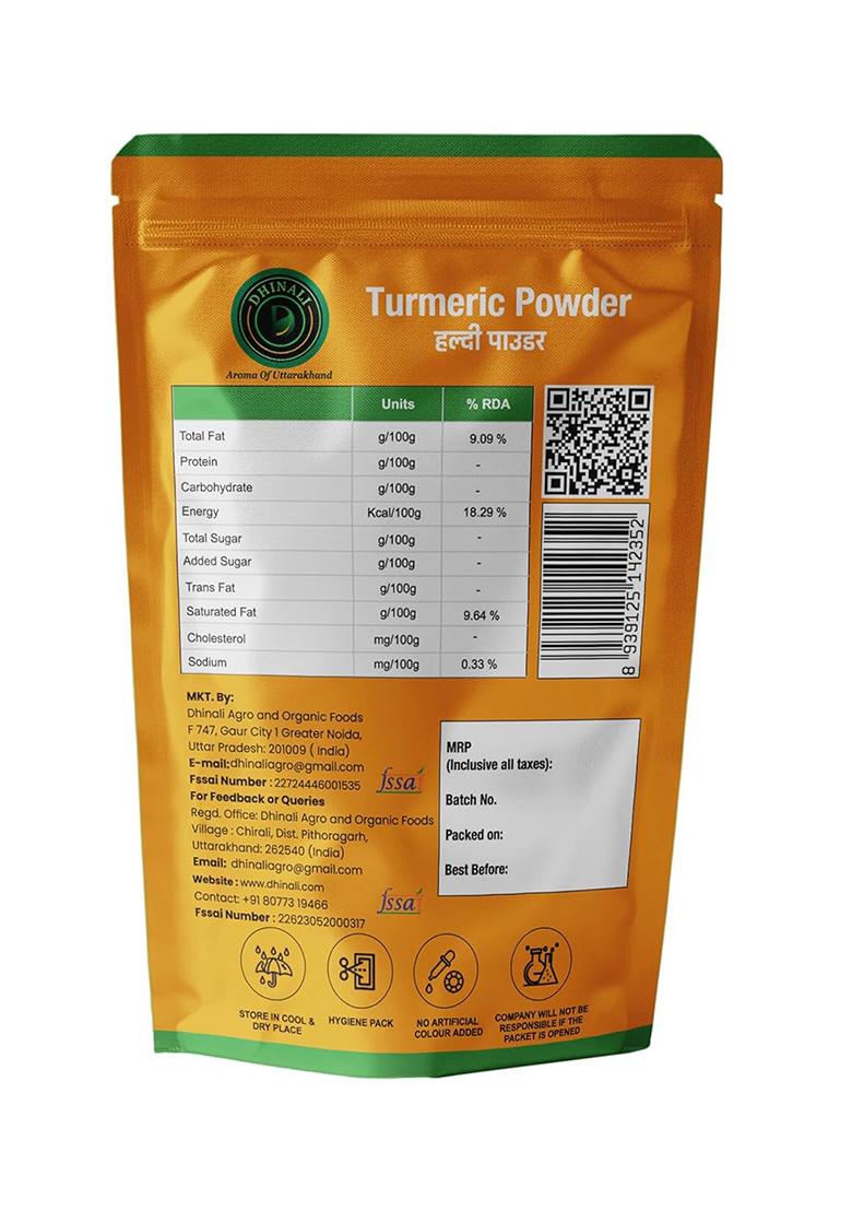 Dhinali 100% Pure Haldi Powder, 100G Pack | & Natural Turmeric No Additives Or Preservatives Mmunity Booster, Anti-Oxidant, Anti-Inflammatory Powder