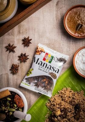 Manasa Spices Premium Star Anise 50G 100% Natural, Handpicked From South Indian Hills | Ideal For Cooking, Baking, Herbal Teas, Spice Blends & Traditional Remedies