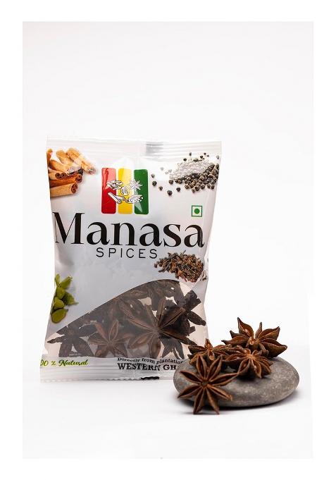Manasa Spices Premium Star Anise 50G 100% Natural, Handpicked From South Indian Hills | Ideal For Cooking, Baking, Herbal Teas, Spice Blends & Traditional Remedies