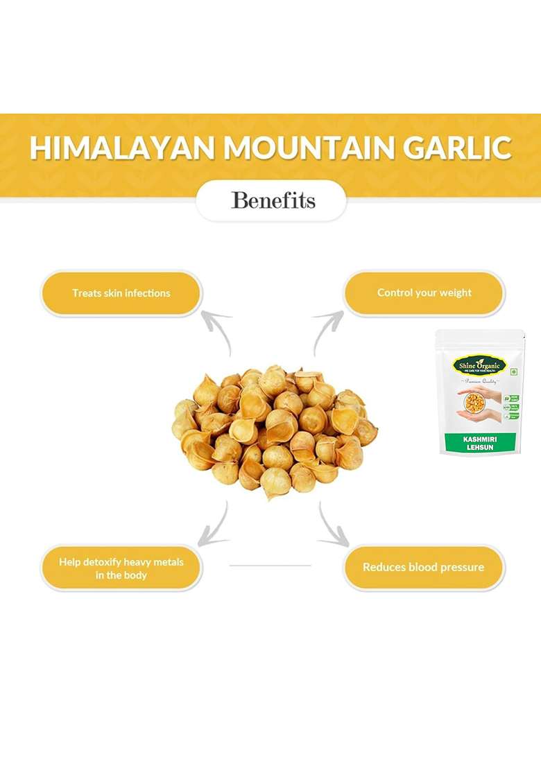 Shine Organic Kashmiri Garlic (Lehsun), A Taste Of Himalayan Tradition, Premium Single Clove For Strong Immunity & Diabetes (150 Gm) - Indya