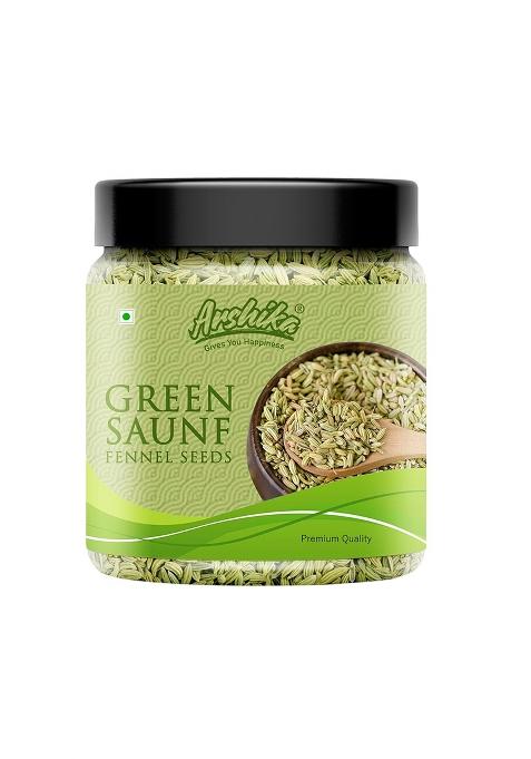 Arshika 100% Orginic Green Saunf | Fennel Seeds Mouth Freshener |Tree Nuts| Mukhwas Jar Pack (300G)