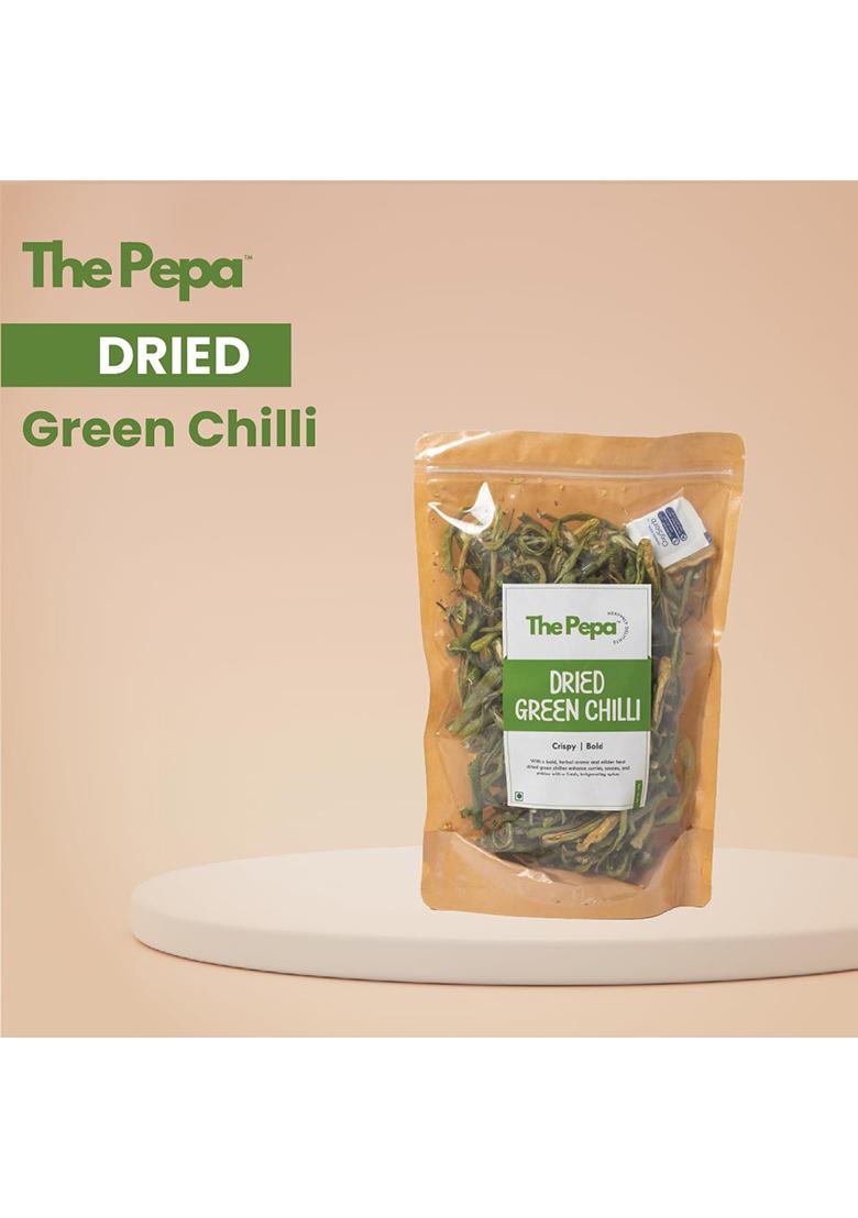 The Pepa Dehydrated Green Chilli | Dried Chillies Helps In Weight Management Natural & Hygienically Processed Nutritious Flavorful Easy To Store Long Shelf Life Perfect For Cooking, Seasoning Garnishing, Machine Processed, No Additives