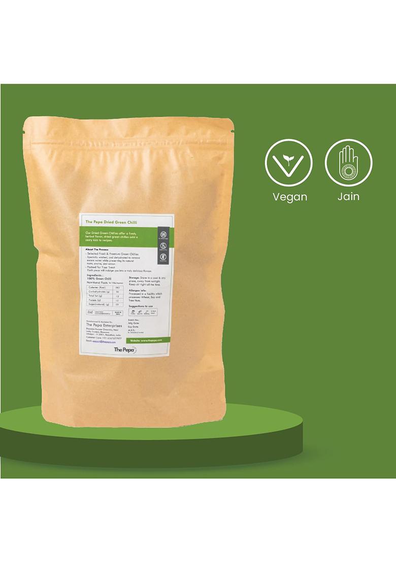 The Pepa Dehydrated Green Chilli | Dried Chillies Helps In Weight Management Natural & Hygienically Processed Nutritious Flavorful Easy To Store Long Shelf Life Perfect For Cooking, Seasoning Garnishing, Machine Processed, No Additives