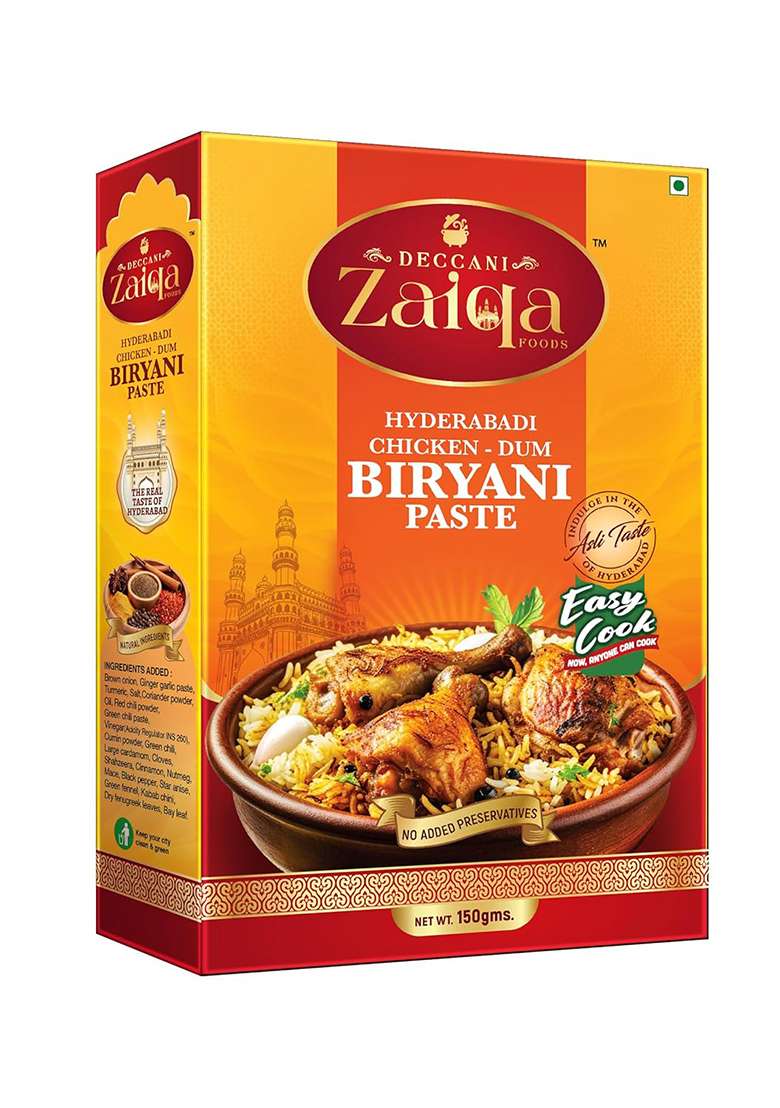Deccani Zaiqa Foods Hyderabadi Chicken Dum Biryani Paste | Authentic Spice Mix For Traditional Rich & Aromatic Masala Ready To Cook No Added Preservatives Spices - 150G - Indya