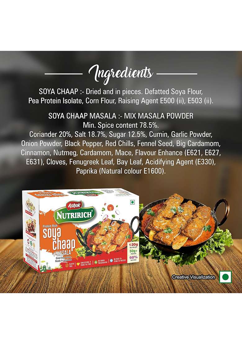 Ashok Nutririch 120G Soya Chaap With Masala (Soya Pack Of 2) - Indya