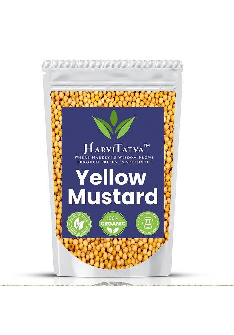 Harvitatva Yellow Mustard Whole | Sarson Dana Peeli Rai Dal Organic Seeds For Cooking, Pickles, Tadka & Ayurvedic Use- 400Gm
