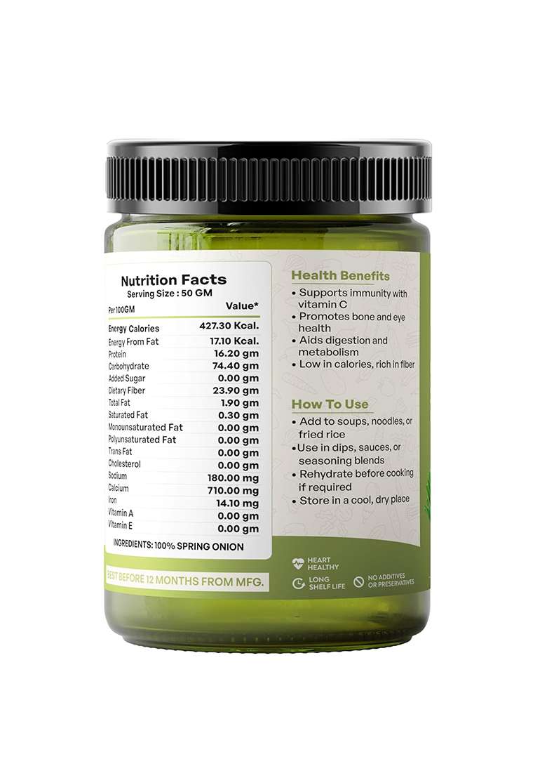 Try2Eat Spring Onion Flakes 50G | 100% Natural Dehydrated No Preservatives Ready To Cook Sun Dried & Hygienically Packed Fresh Aroma Authentic Taste Ideal For Soups, Curries, Noodles, And Sauces Long Shelf Life Perfect Home, Restaurant Travel Use - Indya
