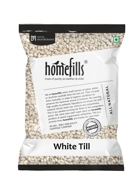 Homefills White Till, Natural Spice, Raw Organic Sesame Seeds | Safed Til For Eating 100Gm (100Gm)